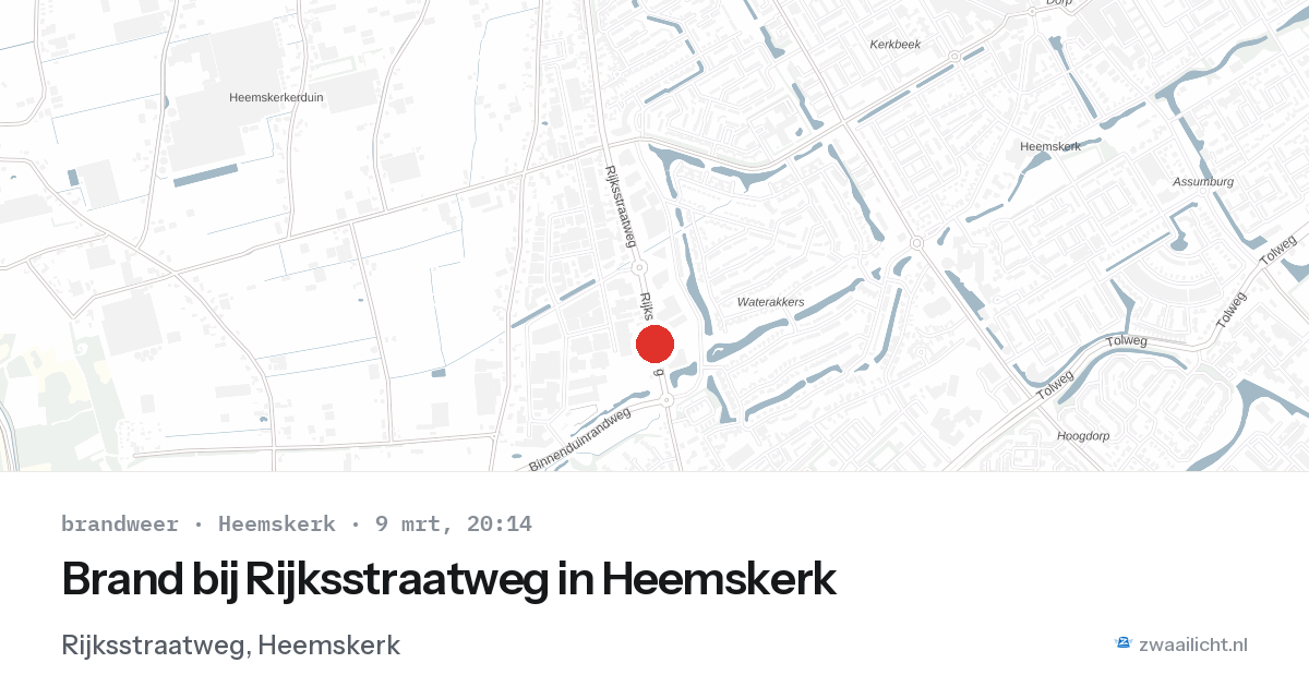 Brand bij Rijksstraatweg in Heemskerk — 9 mrt 2026