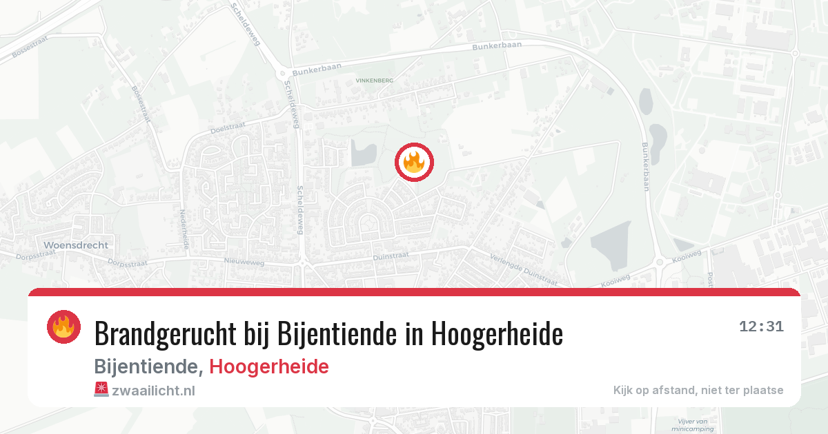 Brandgerucht bij Bijentiende in Hoogerheide — 7 jul 2026