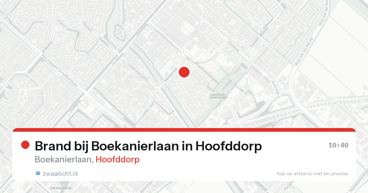 Brand bij Boekanierlaan in Hoofddorp — 15 aug 2026