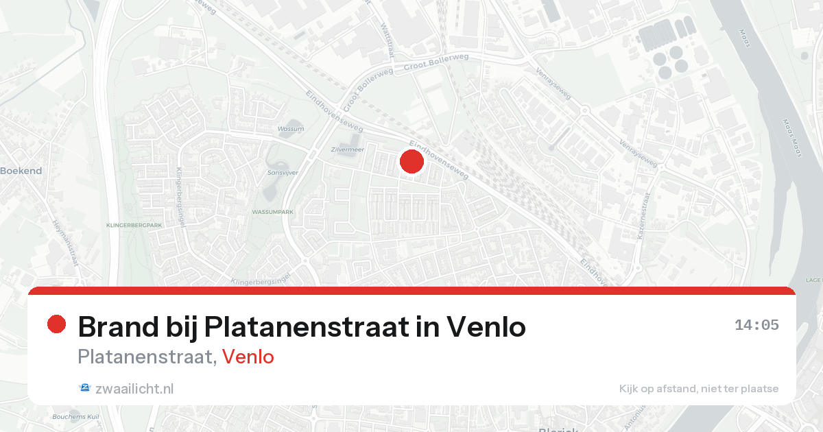 Brand bij Platanenstraat in Venlo — 20 aug 2026