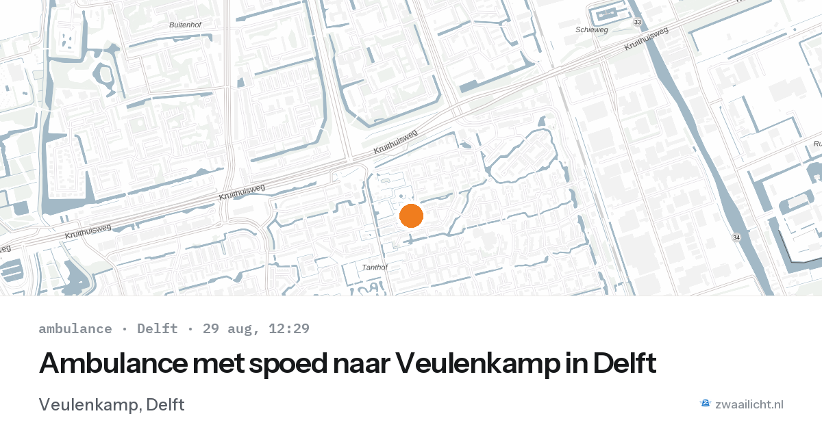 Ambulance met spoed naar Veulenkamp in Delft — 29 aug 2026