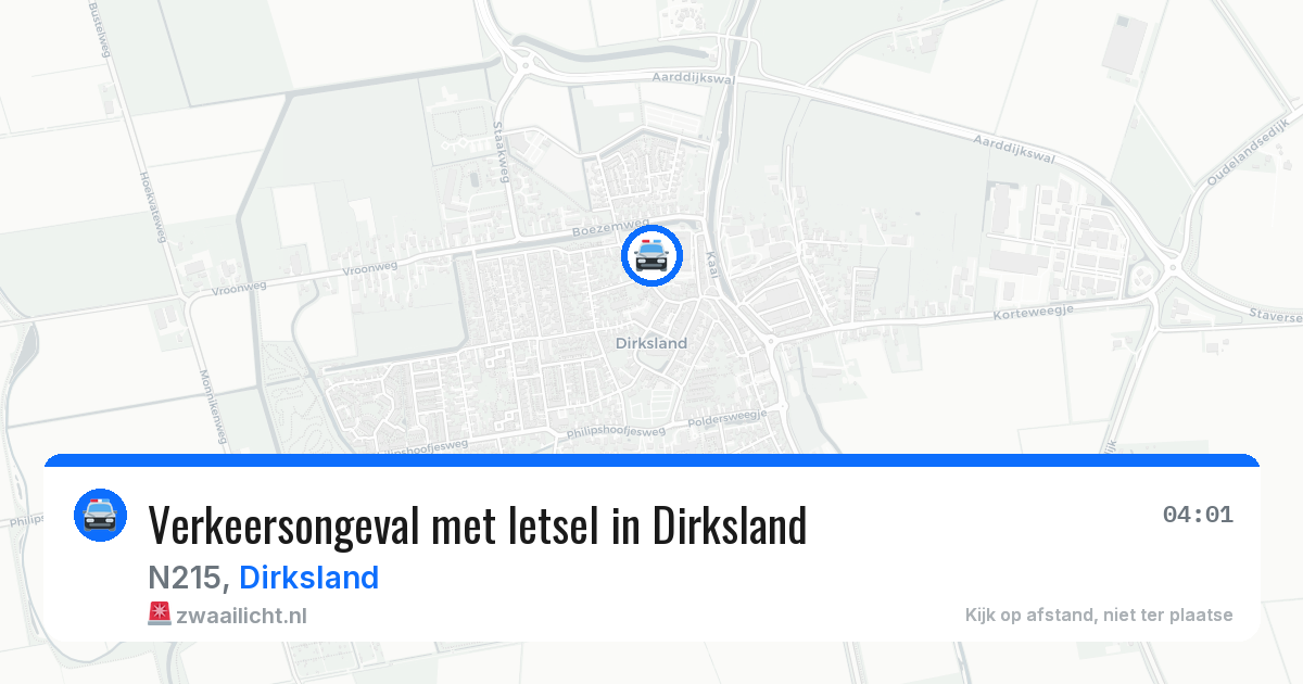 Verkeersongeval met letsel in Dirksland — 17 mei 2026
