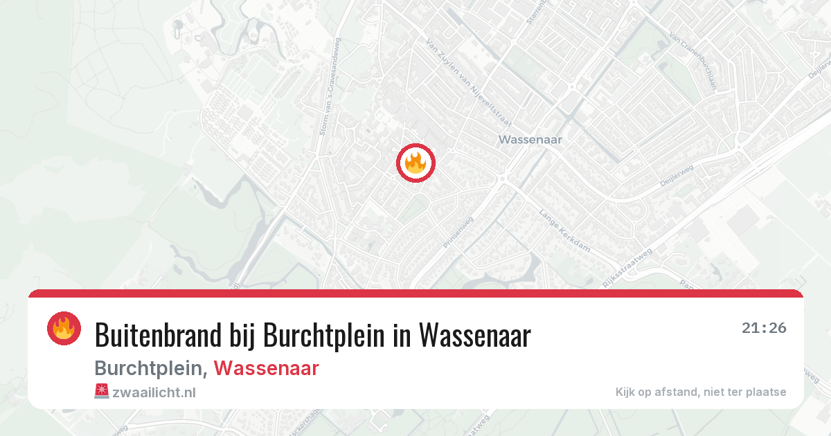 Buitenbrand bij Burchtplein in Wassenaar — 20 mrt 2026