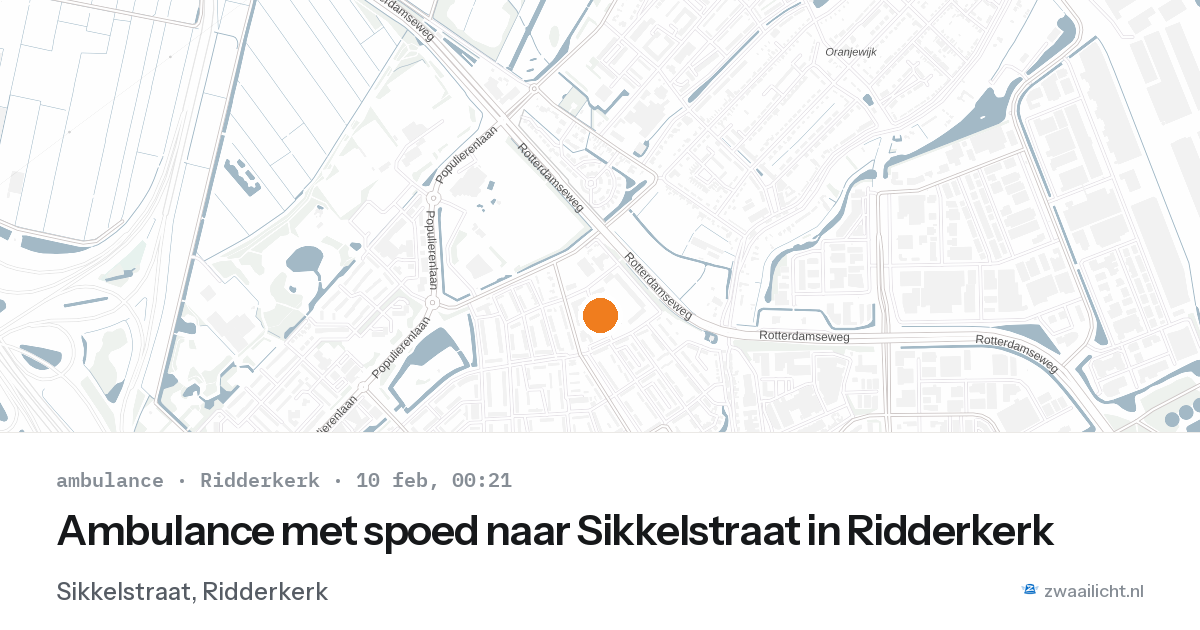 Ambulance met spoed naar Sikkelstraat in Ridderkerk — 9 feb 2026