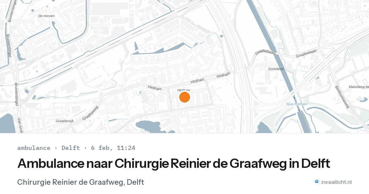 Ambulance naar Chirurgie Reinier de Graafweg in Delft — 6 feb 2026