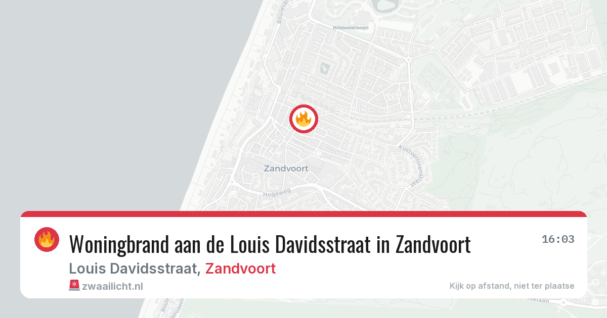 Woningbrand aan de Louis Davidsstraat in Zandvoort — 22 jun 2026