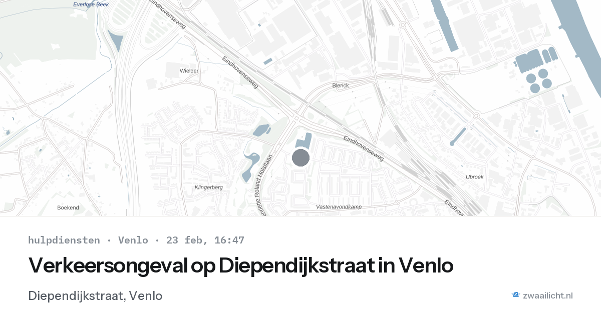 Verkeersongeval op Diependijkstraat in Venlo — 23 feb 2026