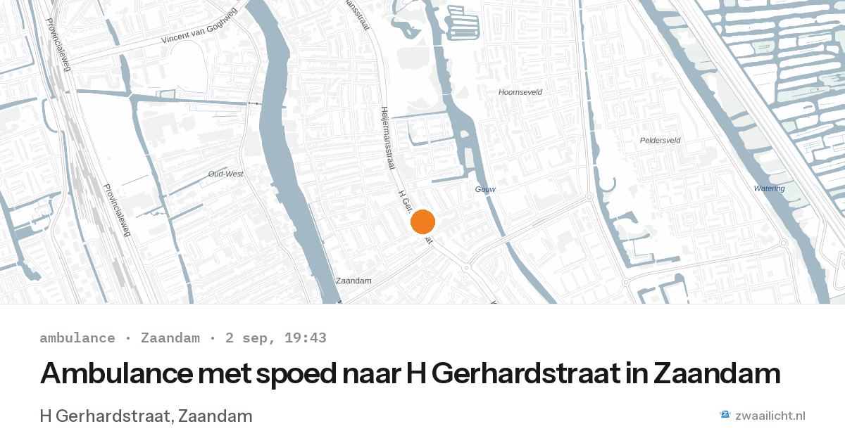Ambulance met spoed naar H Gerhardstraat in Zaandam — 2 sep 2026
