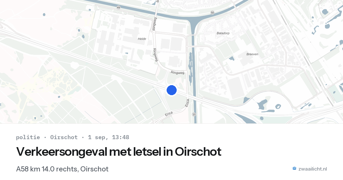 Verkeersongeval met letsel in Oirschot — 1 sep 2026