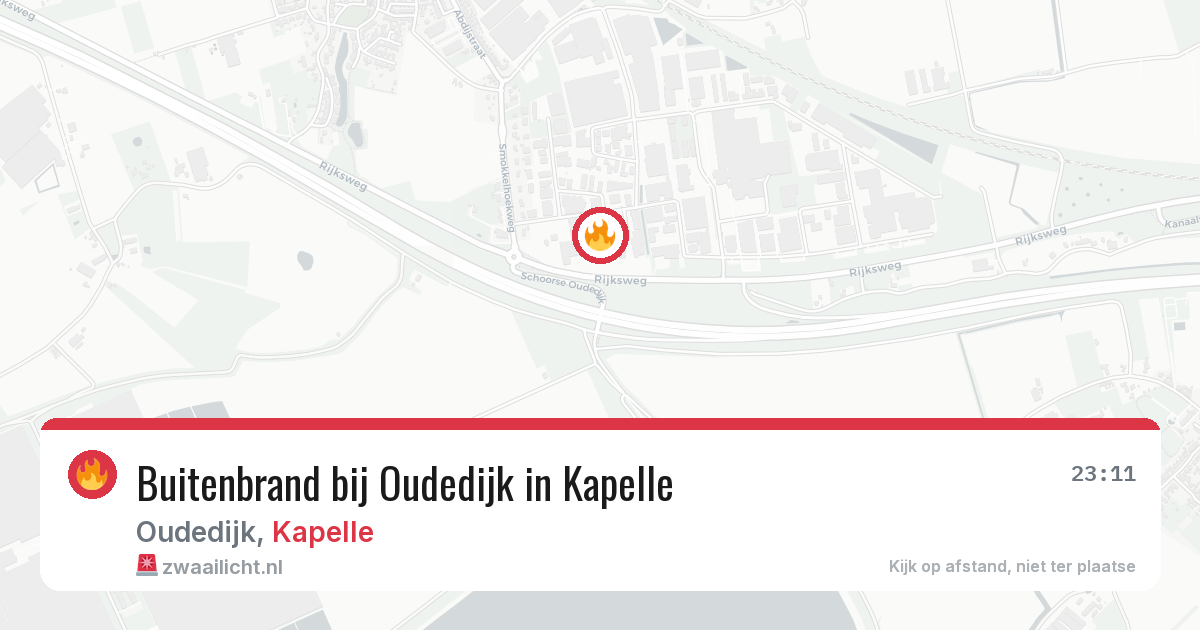 Buitenbrand bij Oudedijk in Kapelle — 16 mrt 2026