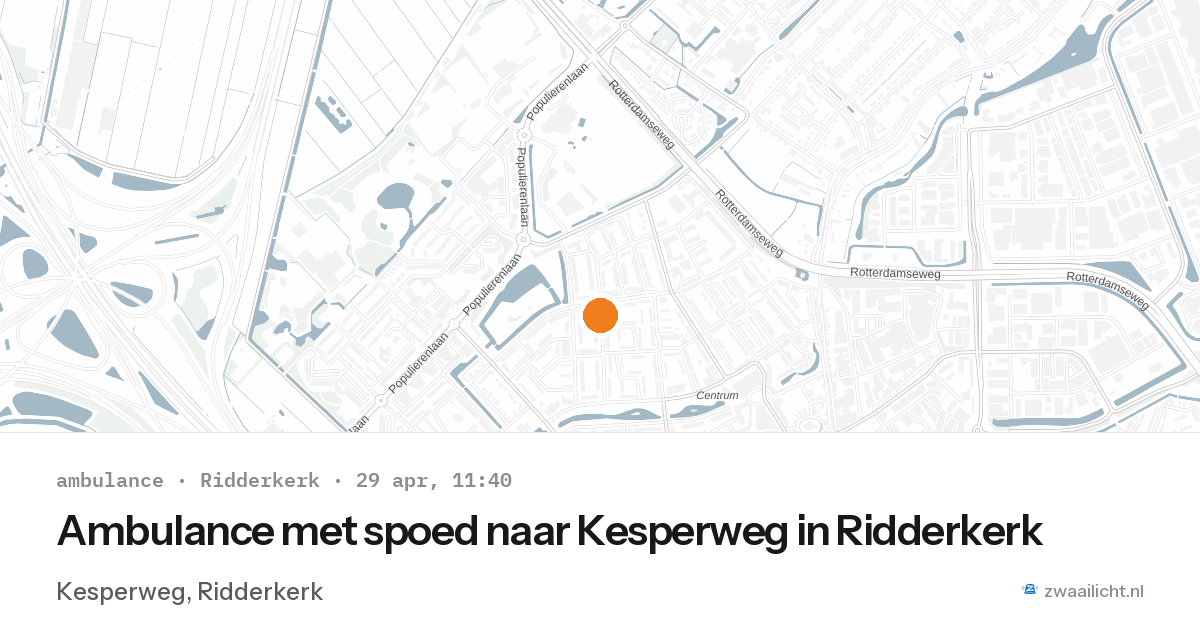 Ambulance met spoed naar Kesperweg in Ridderkerk — 29 apr 2026
