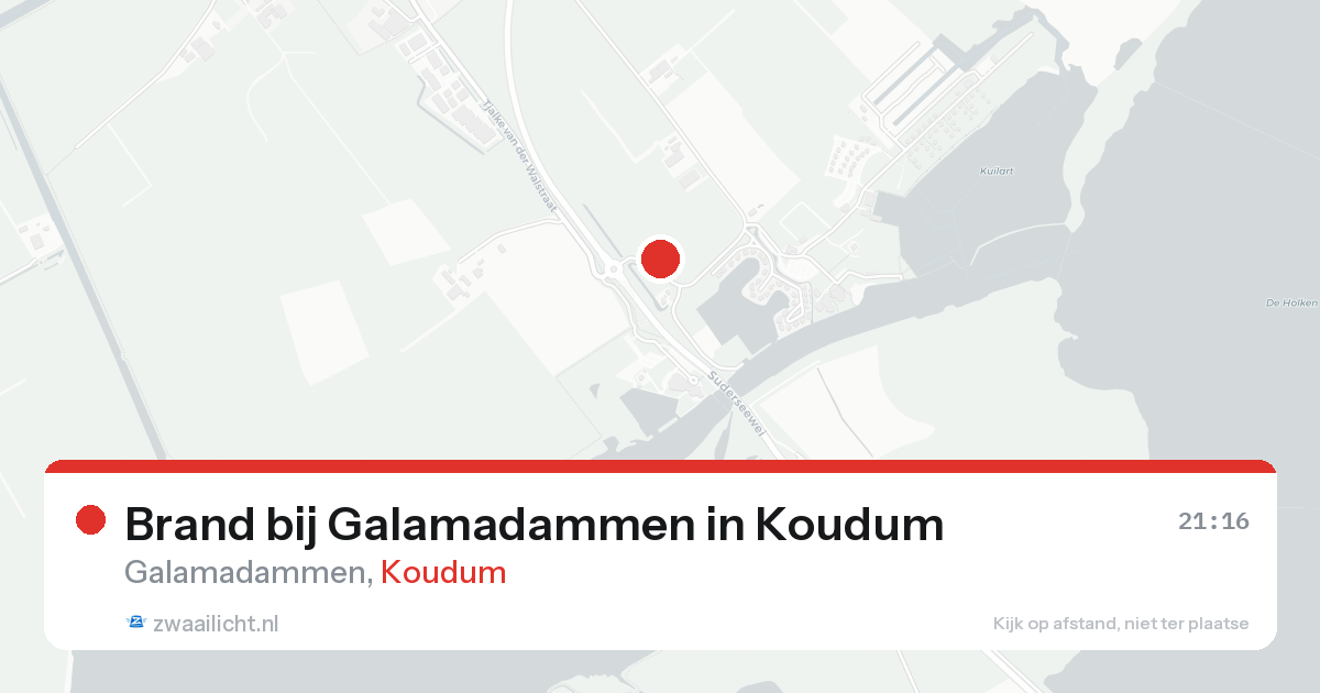 Brand bij Galamadammen in Koudum — 18 aug 2026