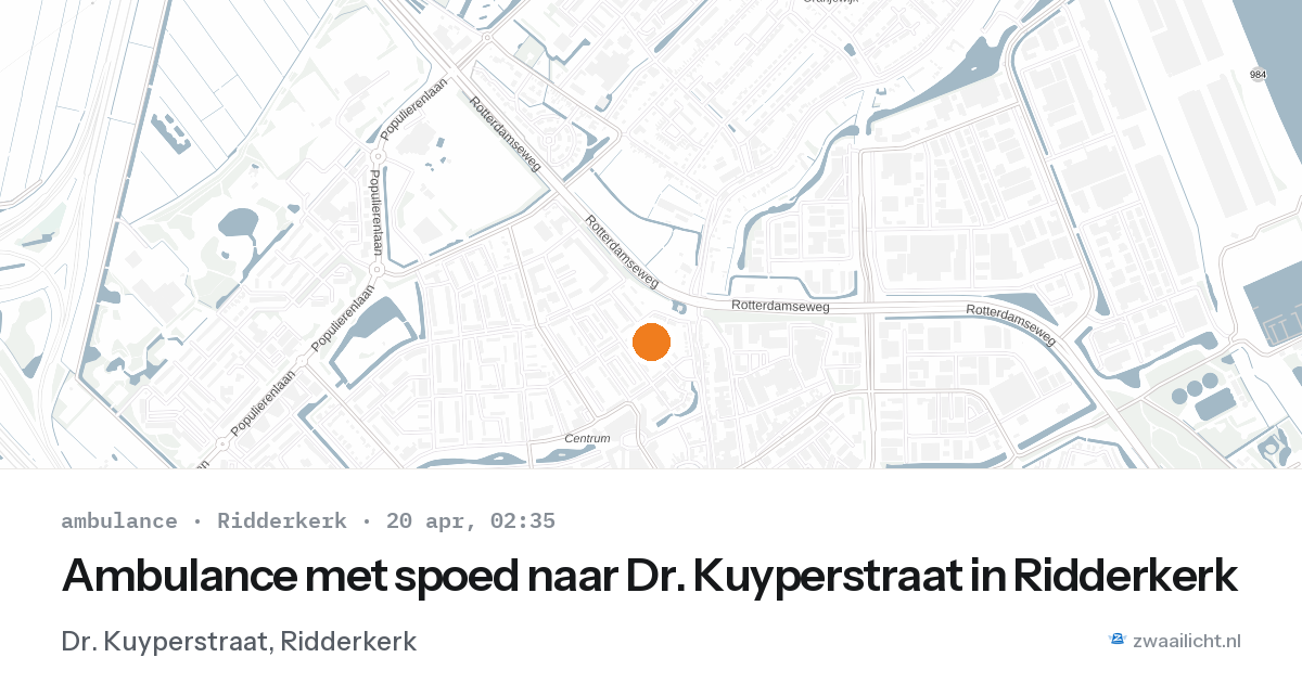 Ambulance met spoed naar Dr. Kuyperstraat in Ridderkerk — 20 apr 2026