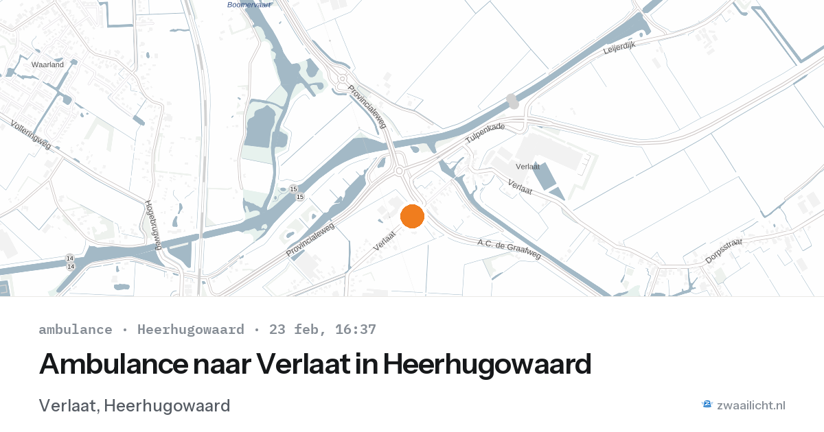 Ambulance naar Verlaat in Heerhugowaard — 23 feb 2026