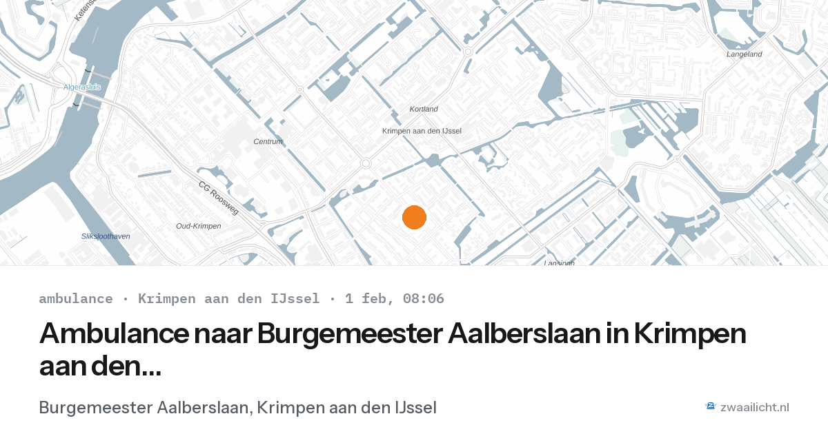 Ambulance naar Burgemeester Aalberslaan in Krimpen aan den IJssel — 1 feb 2026
