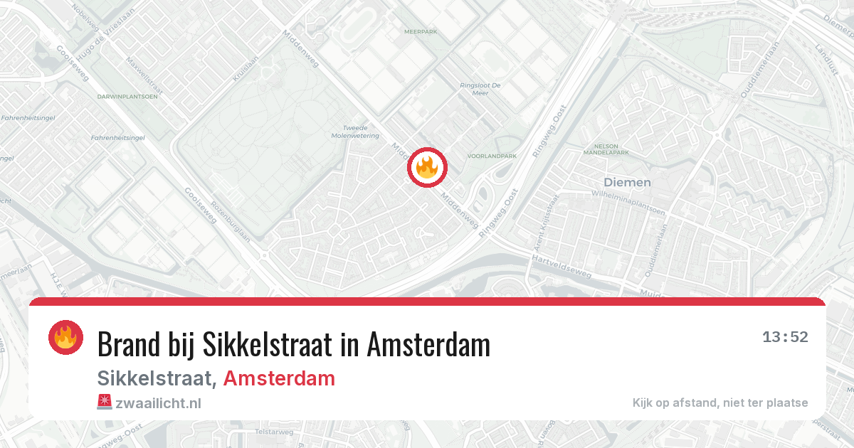 Brand bij Sikkelstraat in Amsterdam — 20 jul 2026