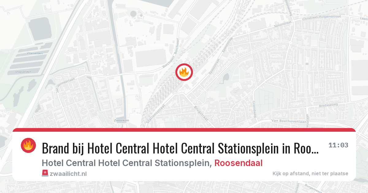 Brand bij Hotel Central Hotel Central Stationsplein in Roosendaal — 12 feb 2026