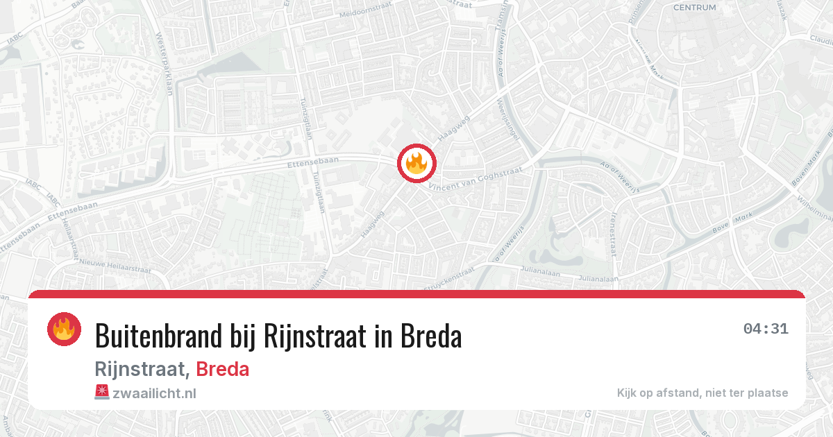 Buitenbrand bij Rijnstraat in Breda — 9 jul 2026