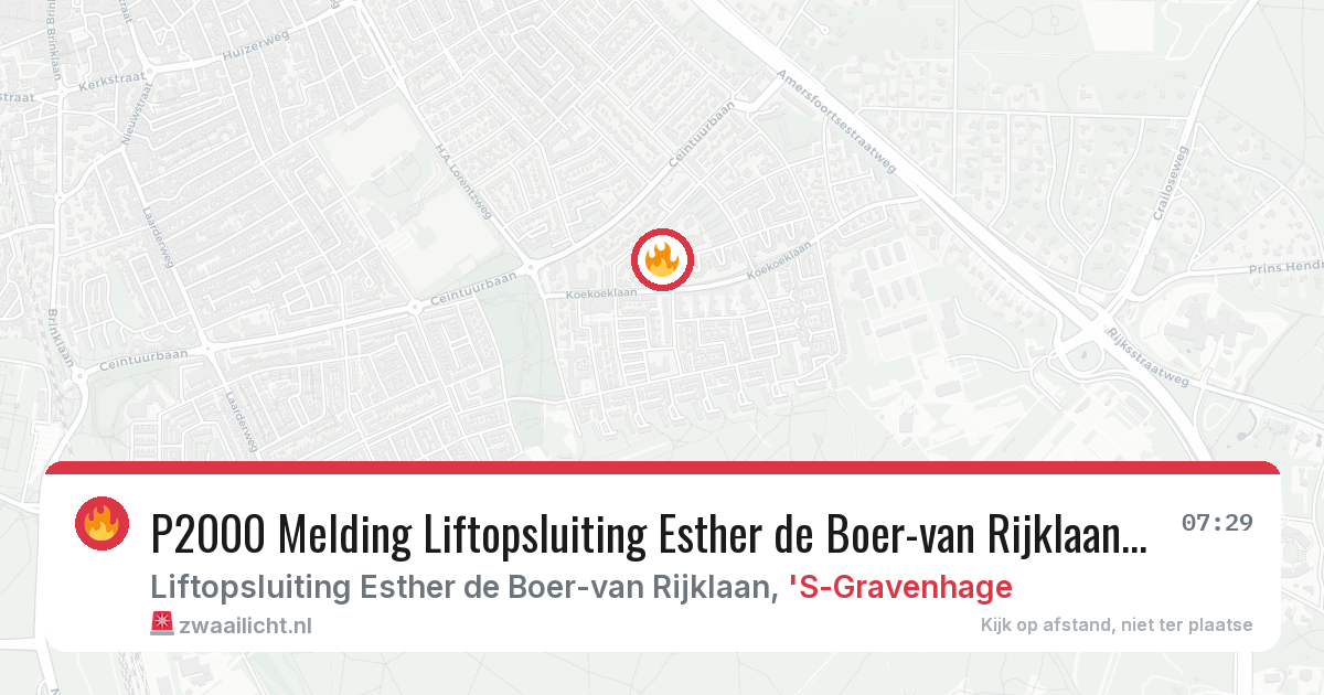 P2000 Melding Liftopsluiting Esther de Boer-van Rijklaan, 'S-Gravenhage — 9 feb 2026