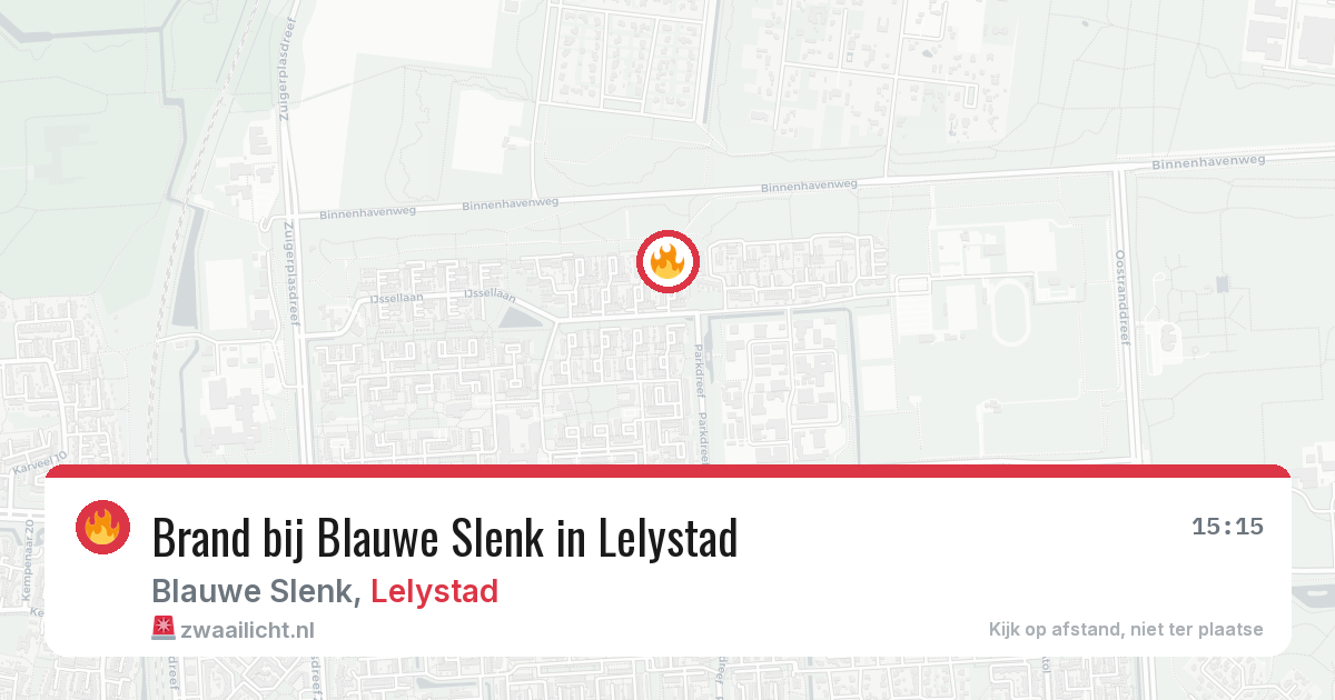 Brand bij Blauwe Slenk in Lelystad — 11 apr 2026