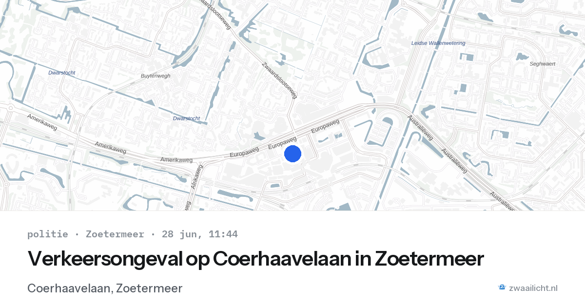 Verkeersongeval op Coerhaavelaan in Zoetermeer — 28 jun 2026