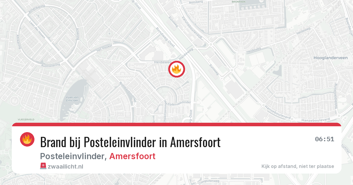 Brand bij Posteleinvlinder in Amersfoort — 20 jun 2026