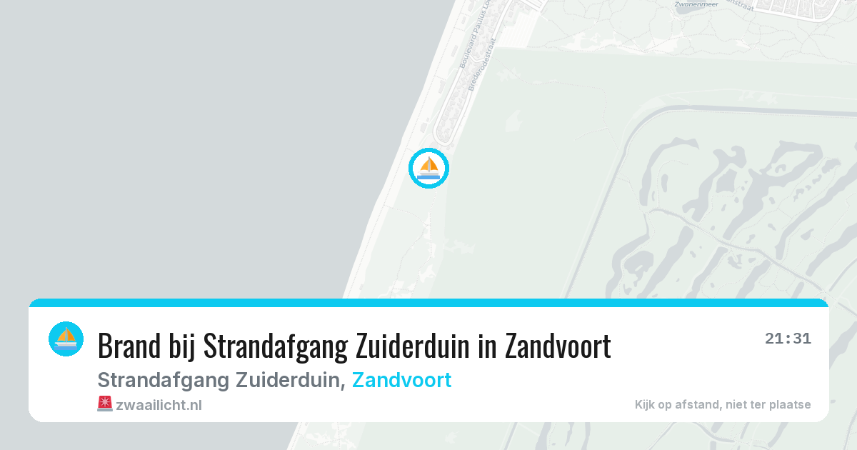 Brand bij Strandafgang Zuiderduin in Zandvoort — 6 jun 2026