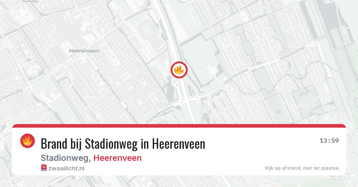 Brand bij Stadionweg in Heerenveen — 6 aug 2026