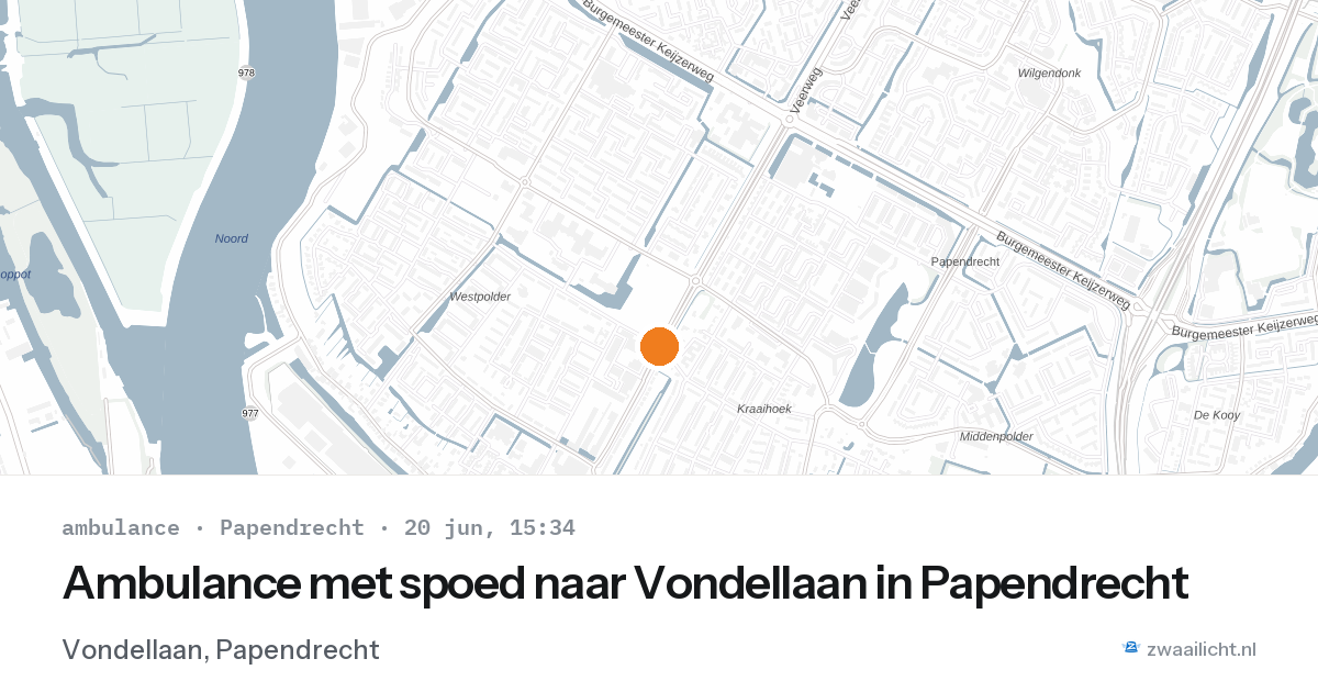 Ambulance met spoed naar Vondellaan in Papendrecht — 20 jun 2026