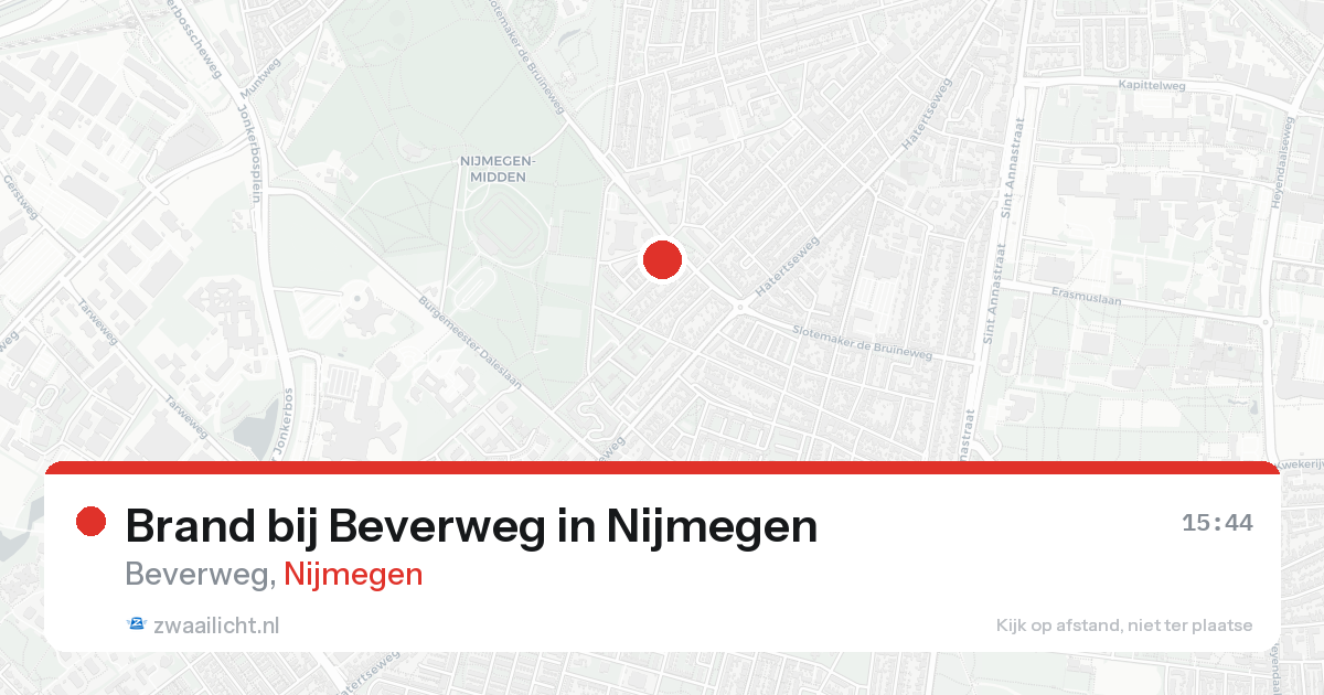 Brand bij Beverweg in Nijmegen — 15 aug 2026