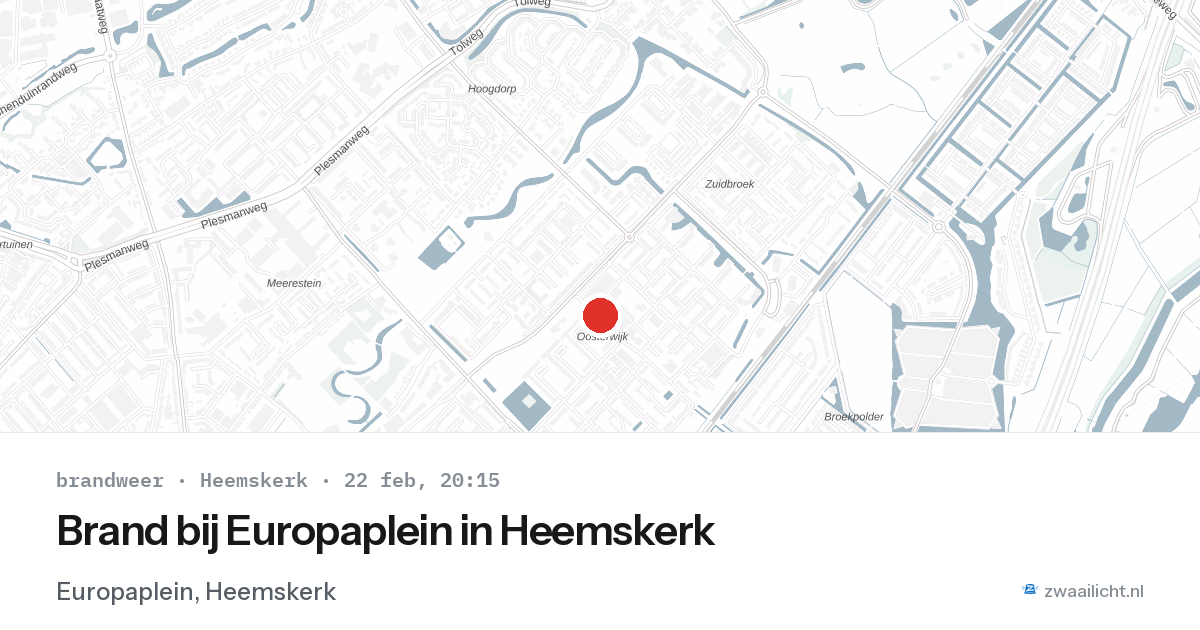 Brand bij Europaplein in Heemskerk — 22 feb 2026