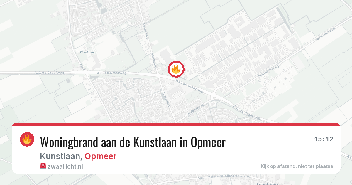 Woningbrand aan de Kunstlaan in Opmeer — 22 mrt 2026