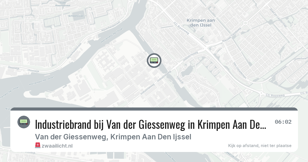 Industriebrand bij Van der Giessenweg in Krimpen Aan Den Ijssel — 17 jun 2026