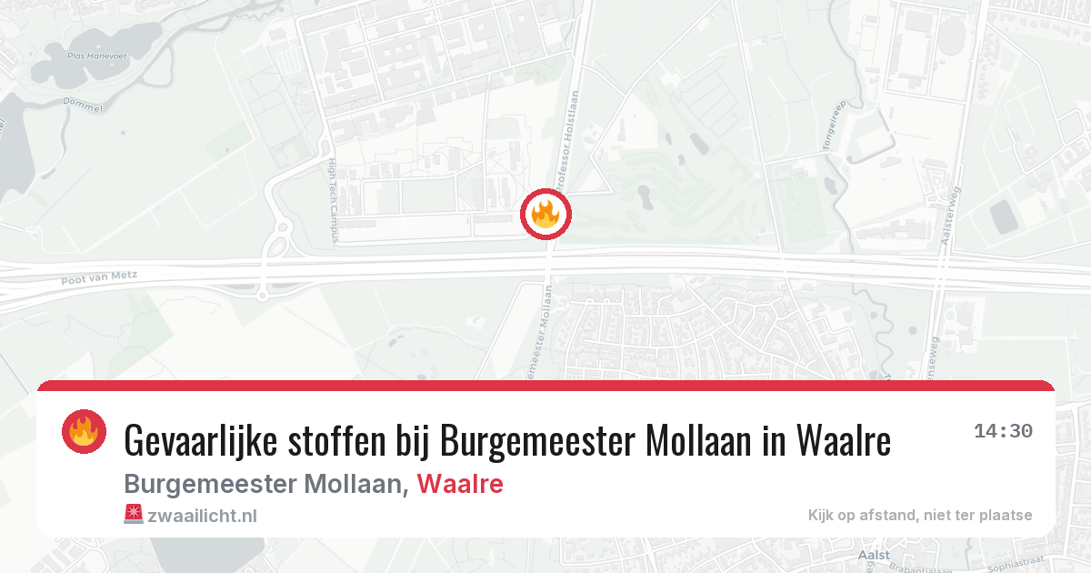 Gevaarlijke stoffen bij Burgemeester Mollaan in Waalre — 15 jun 2026