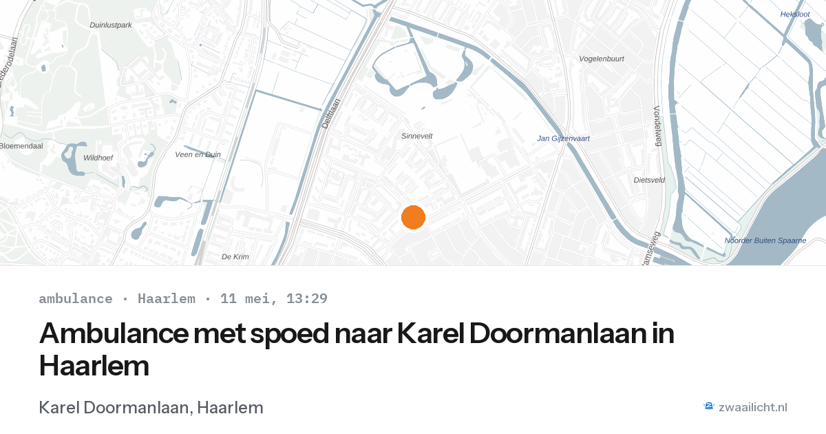 Ambulance met spoed naar Karel Doormanlaan in Haarlem — 11 mei 2026