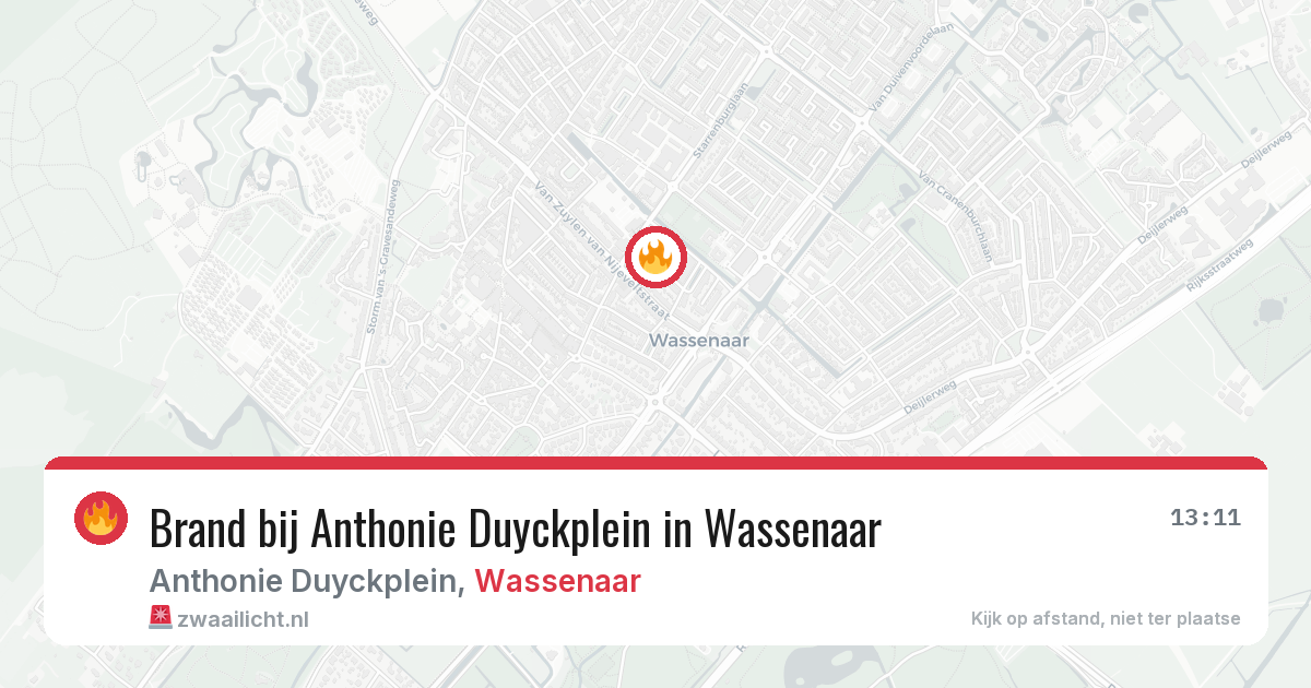 Brand bij Anthonie Duyckplein in Wassenaar — 4 jun 2026