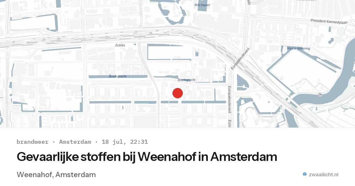 Gevaarlijke stoffen bij Weenahof in Amsterdam — 18 jul 2026