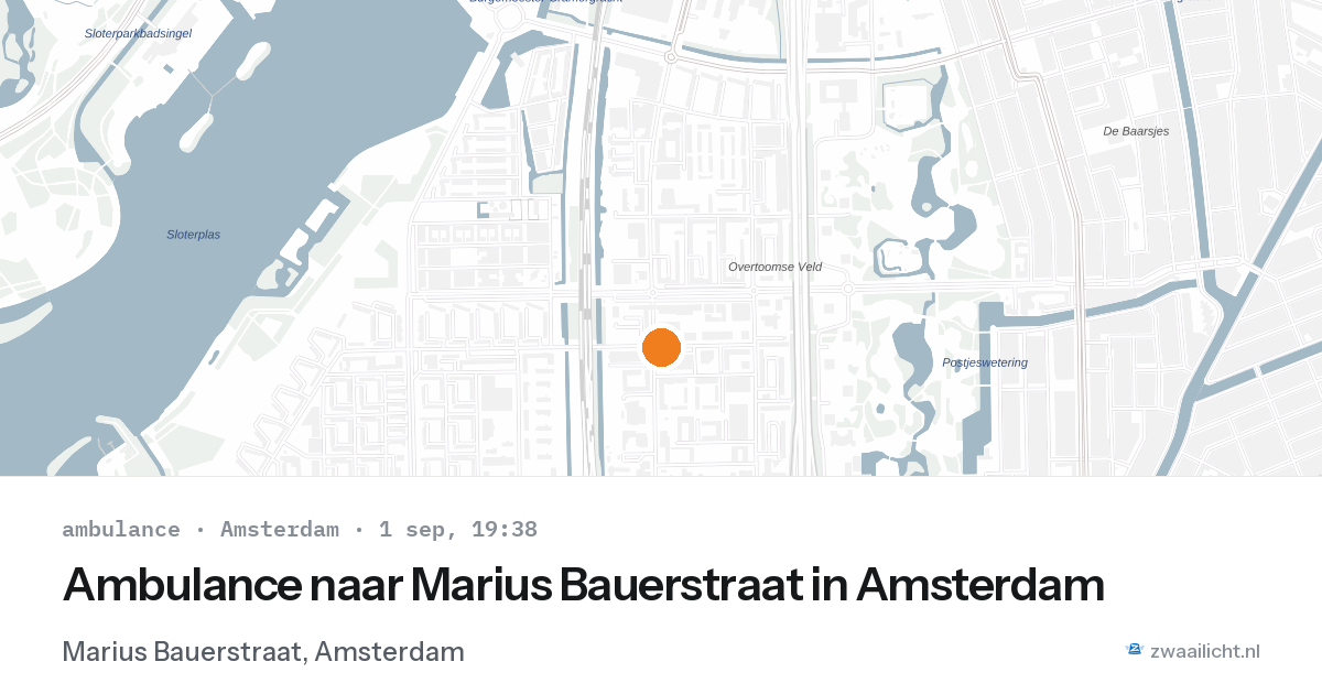 Ambulance naar Marius Bauerstraat in Amsterdam — 1 sep 2026