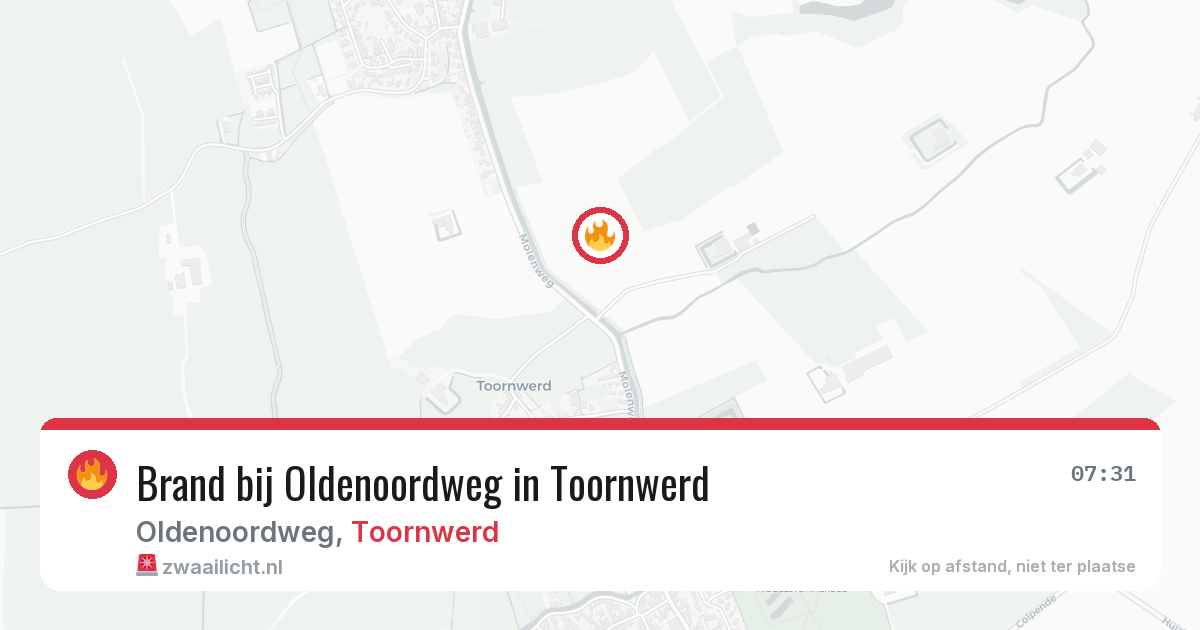 Brand bij Oldenoordweg in Toornwerd — 28 jun 2026