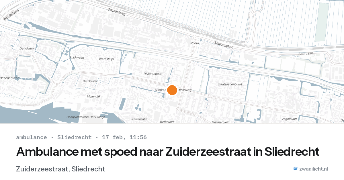Ambulance met spoed naar Zuiderzeestraat in Sliedrecht — 17 feb 2026