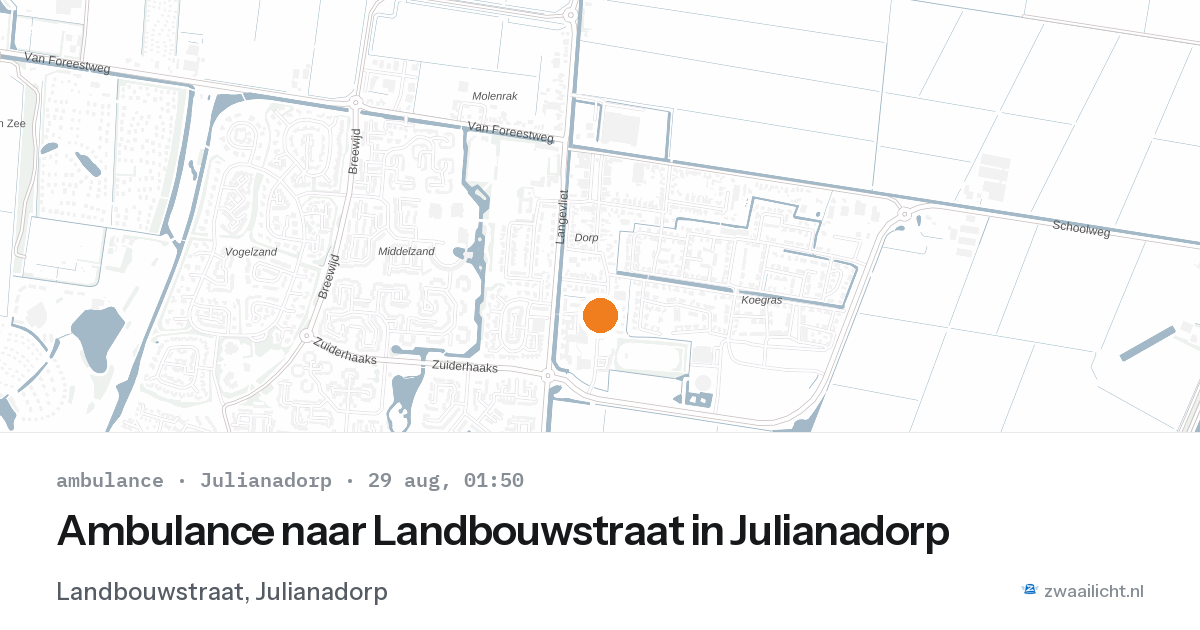 Ambulance naar Landbouwstraat in Julianadorp — 28 aug 2026