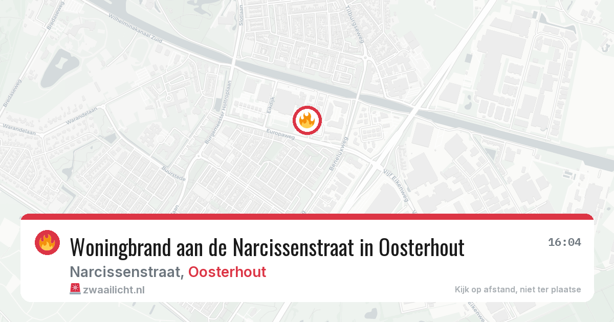 Woningbrand aan de Narcissenstraat in Oosterhout — 1 aug 2026