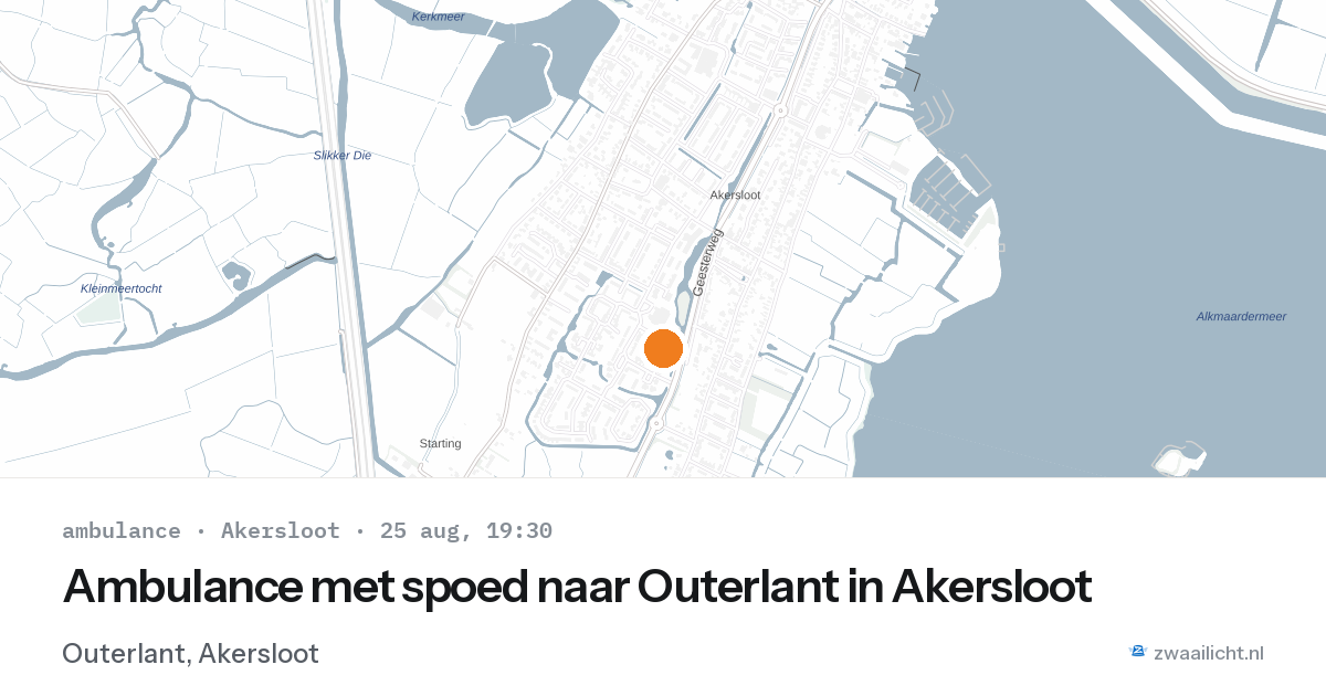 Ambulance met spoed naar Outerlant in Akersloot — 25 aug 2026