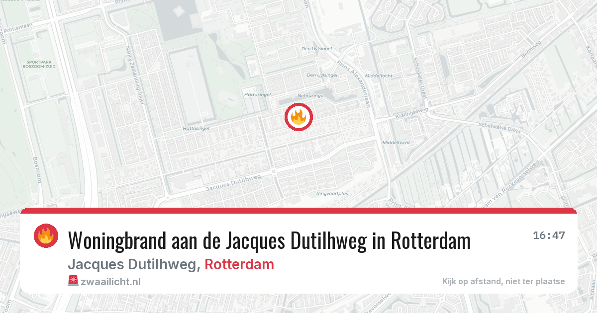 Woningbrand aan de Jacques Dutilhweg in Rotterdam — 12 jul 2026