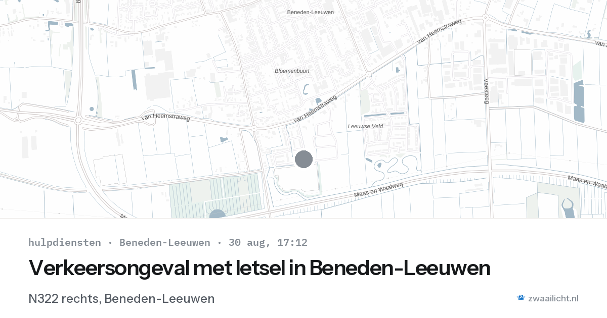 Verkeersongeval met letsel in Beneden-Leeuwen — 30 aug 2026
