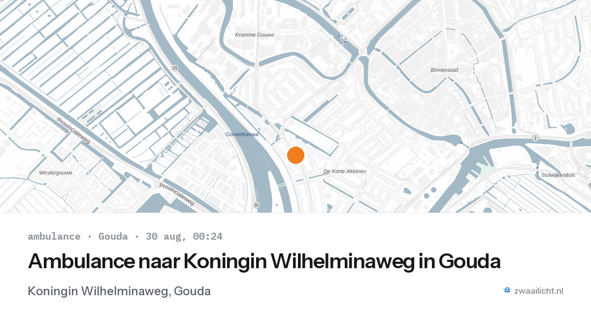 Ambulance naar Koningin Wilhelminaweg in Gouda — 29 aug 2026