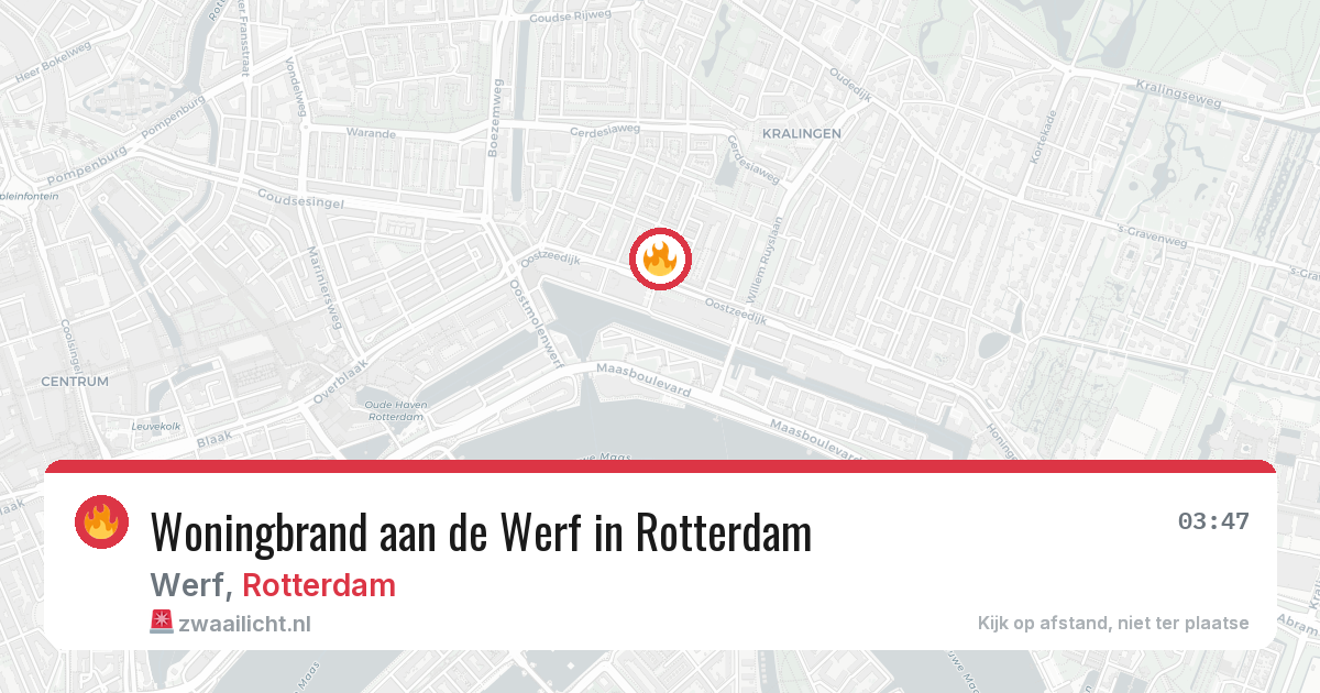Woningbrand aan de Werf in Rotterdam — 9 aug 2026