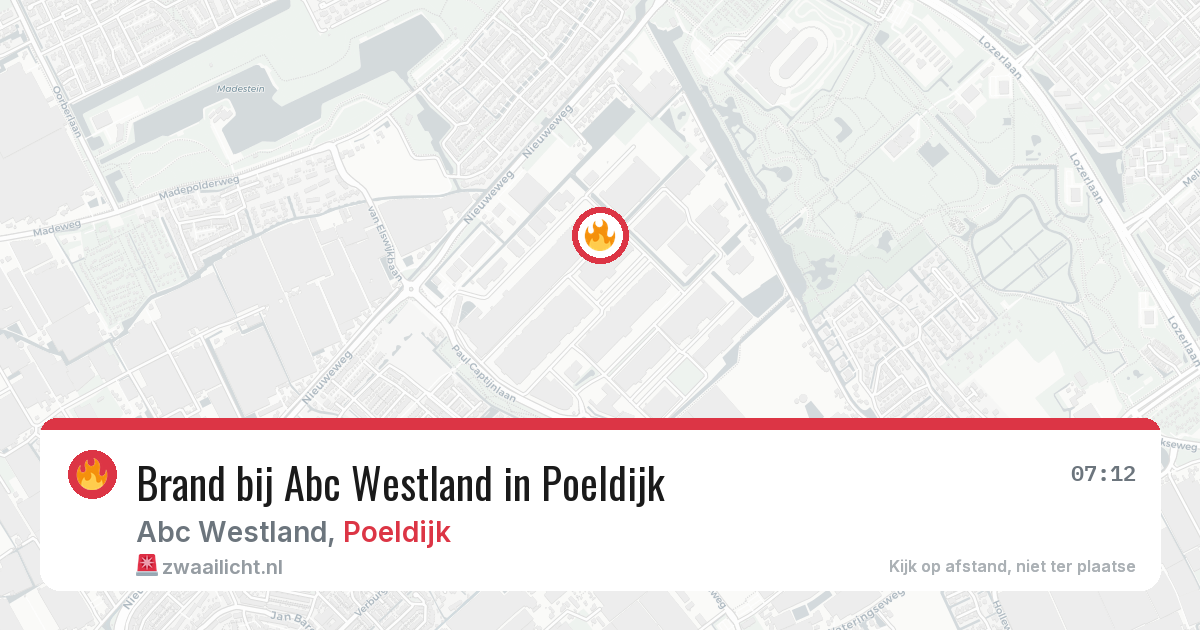 Brand bij Abc Westland in Poeldijk — 14 aug 2026
