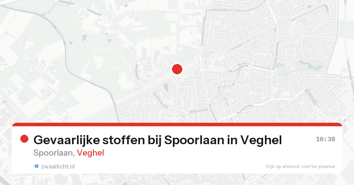 Gevaarlijke stoffen bij Spoorlaan in Veghel — 22 aug 2026