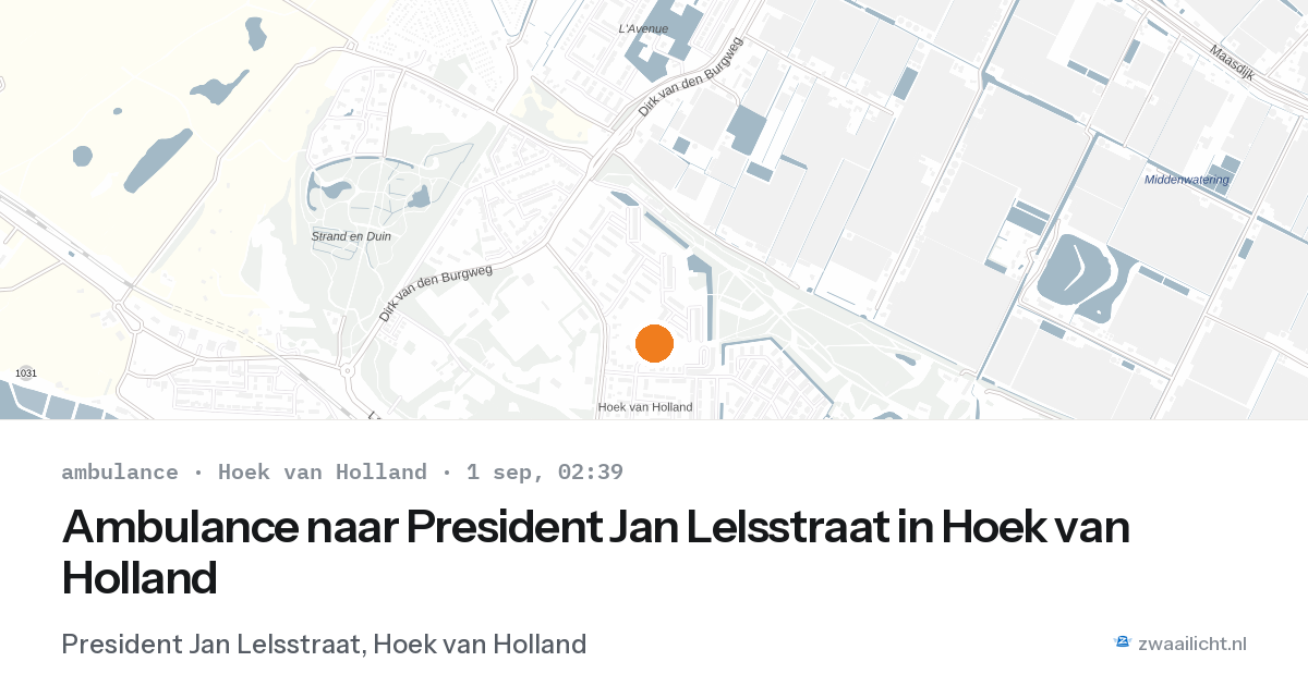 Ambulance naar President Jan Lelsstraat in Hoek van Holland — 1 sep 2026